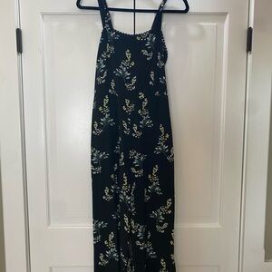 LOFT Black Floral Jumpsuit